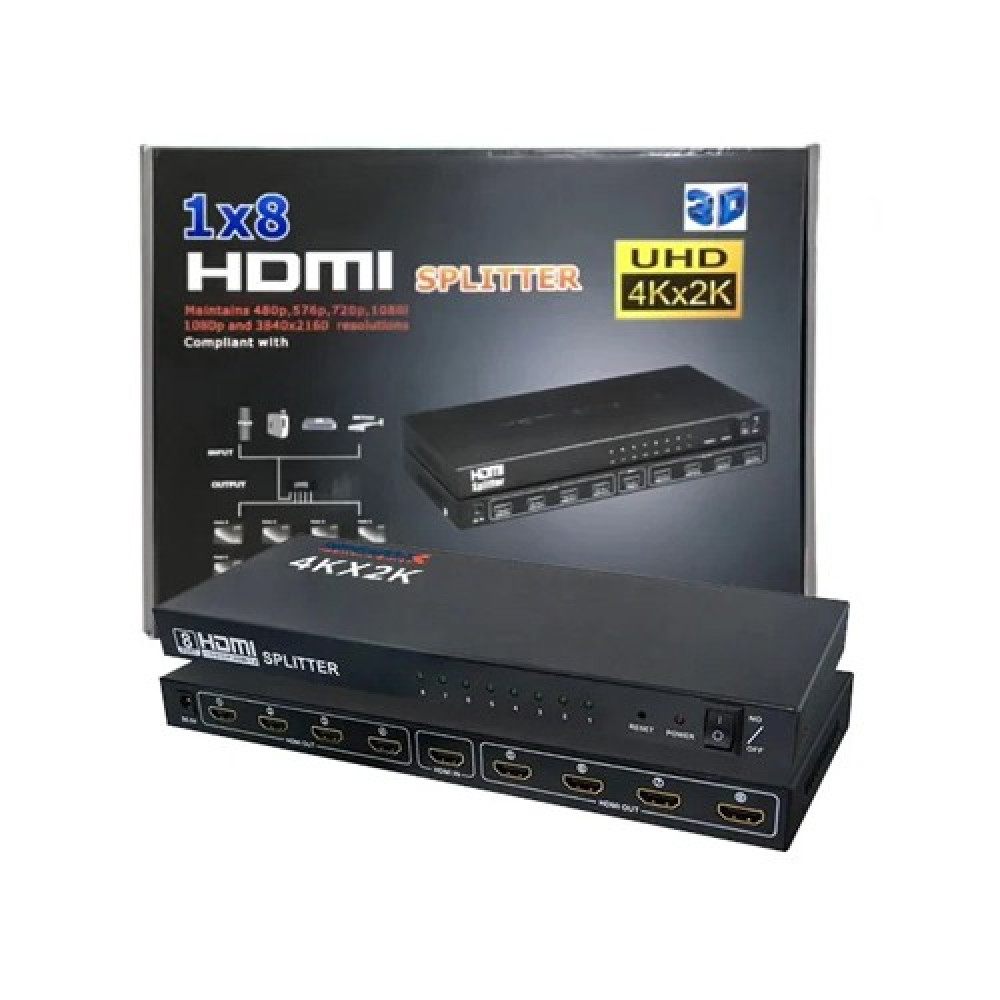 8 Port HDMI Splitter Amplifier for PS3 3D HD TV Support 1080P HDTV